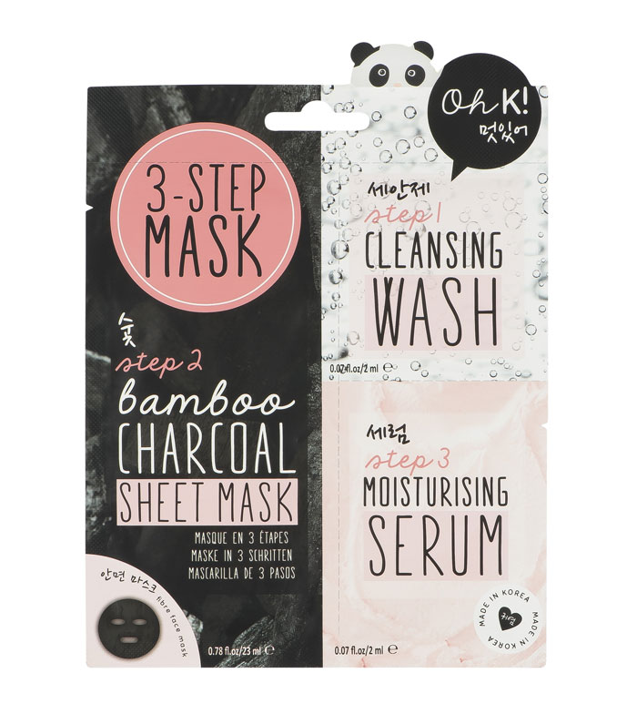 mascarilla coreana en 3 pasos oh k bambú y carbón vegetal